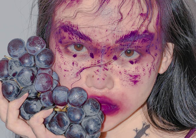 plant face person human fruit food grapes