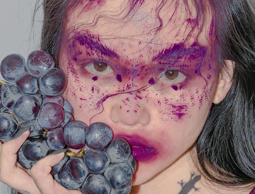 plant face person human fruit food grapes