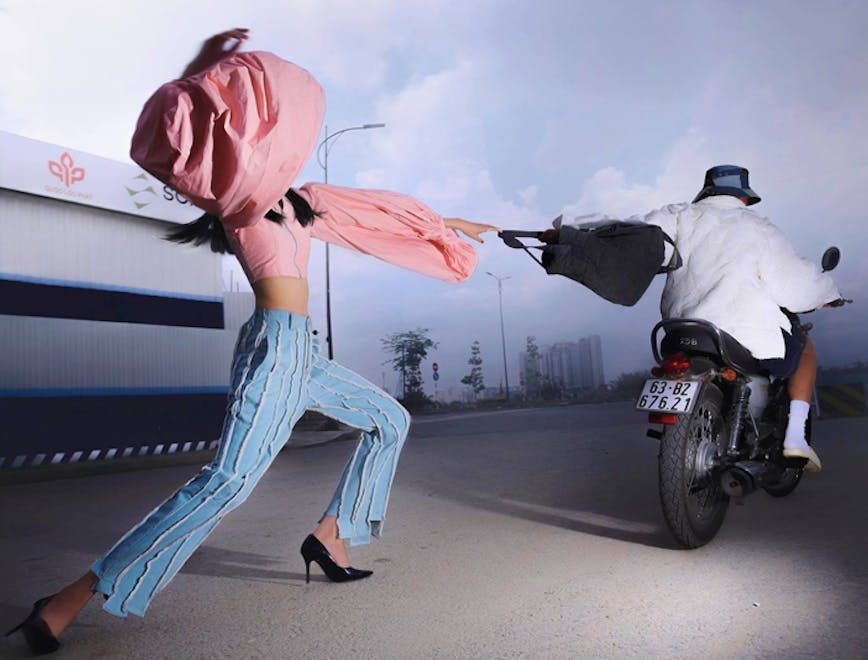 motorcycle transportation vehicle clothing apparel person human wheel machine
