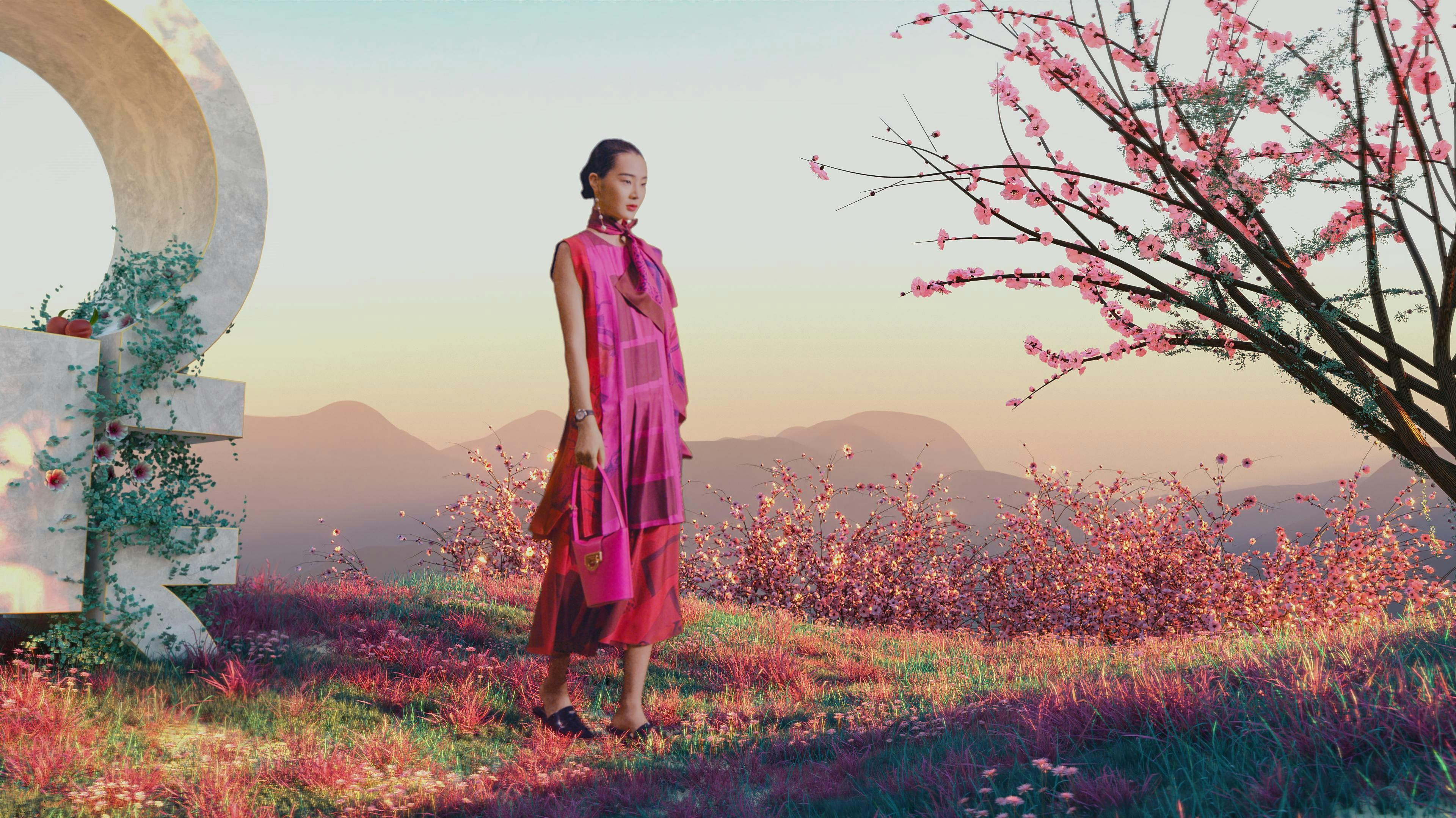 clothing apparel person human plant petal flower blossom outdoors vegetation