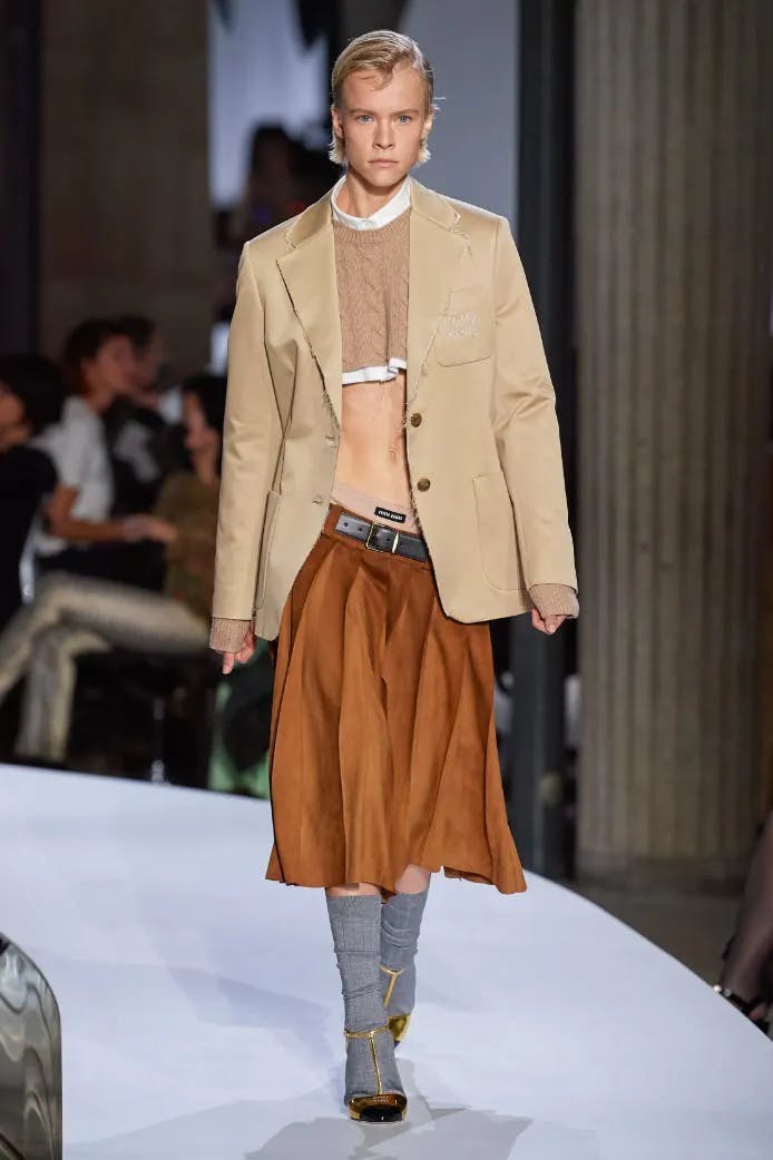 skirt clothing apparel coat person human fashion