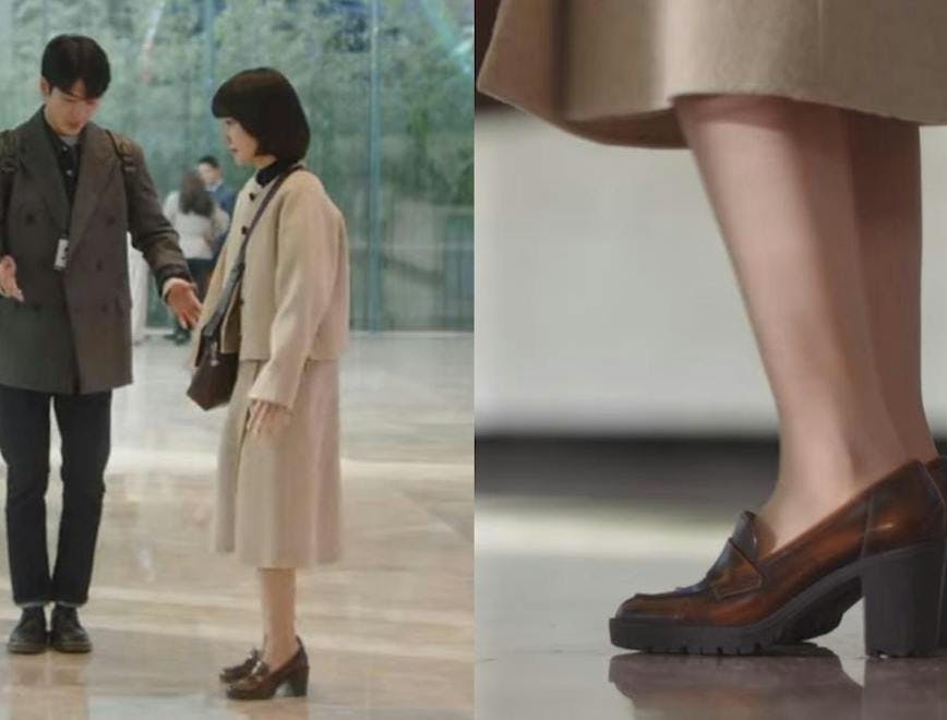 clothing apparel coat person human shoe footwear high heel