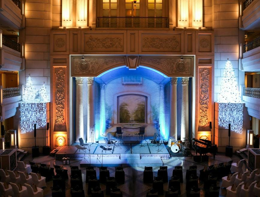 lighting concert stage interior design indoors theater auditorium altar piano chair