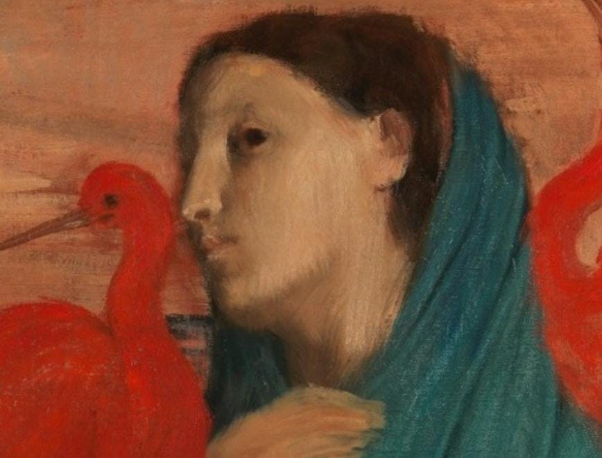 art painting person face head animal bird beak