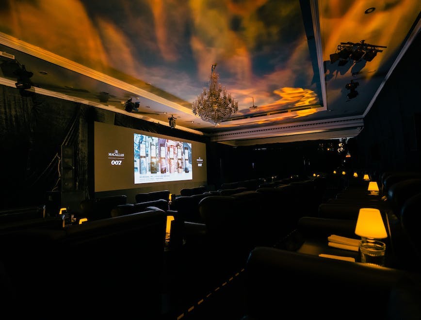cinema electronics screen indoors theater chandelier lamp interior design
