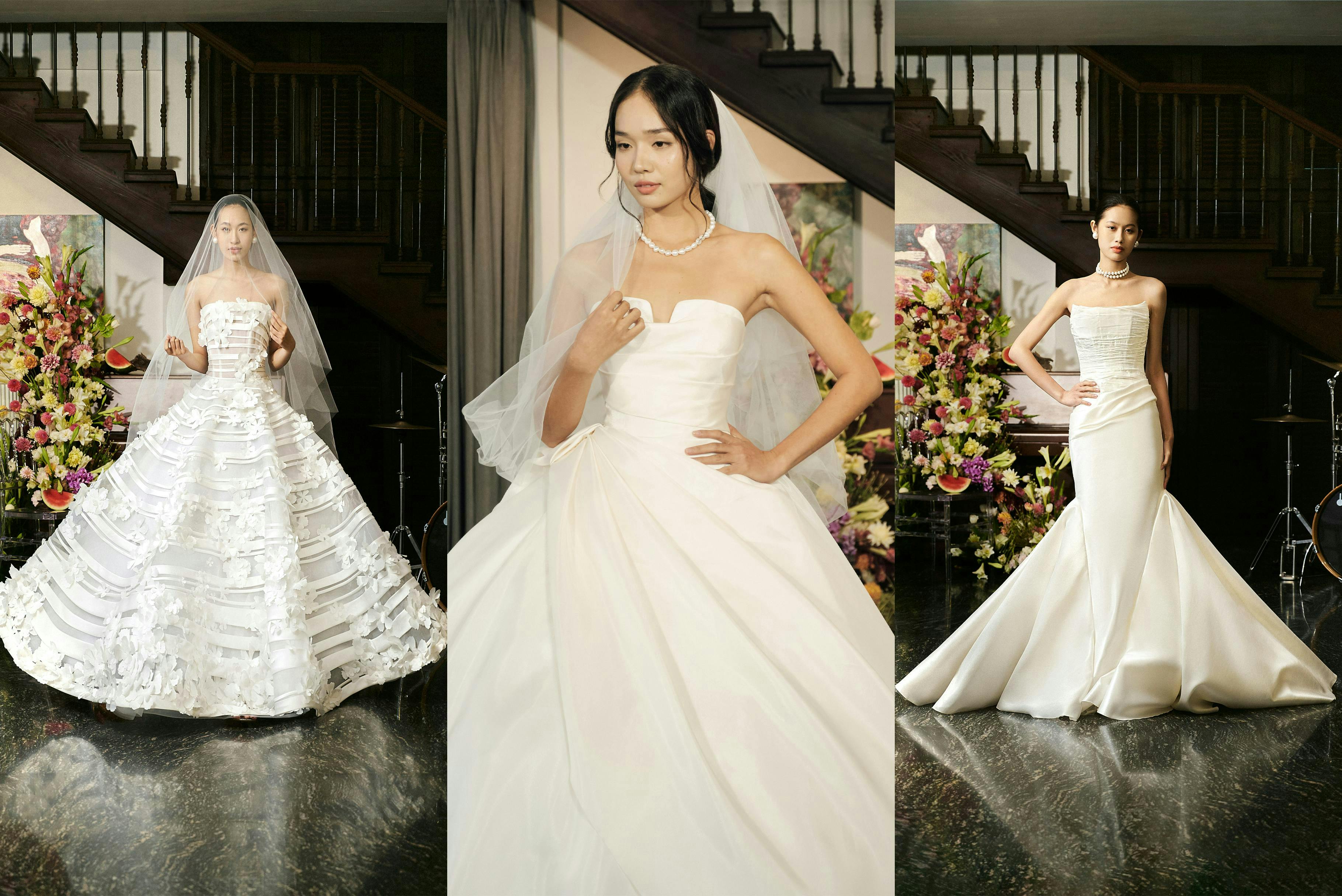 dress fashion formal wear gown wedding gown flower arrangement flower bouquet bride person woman