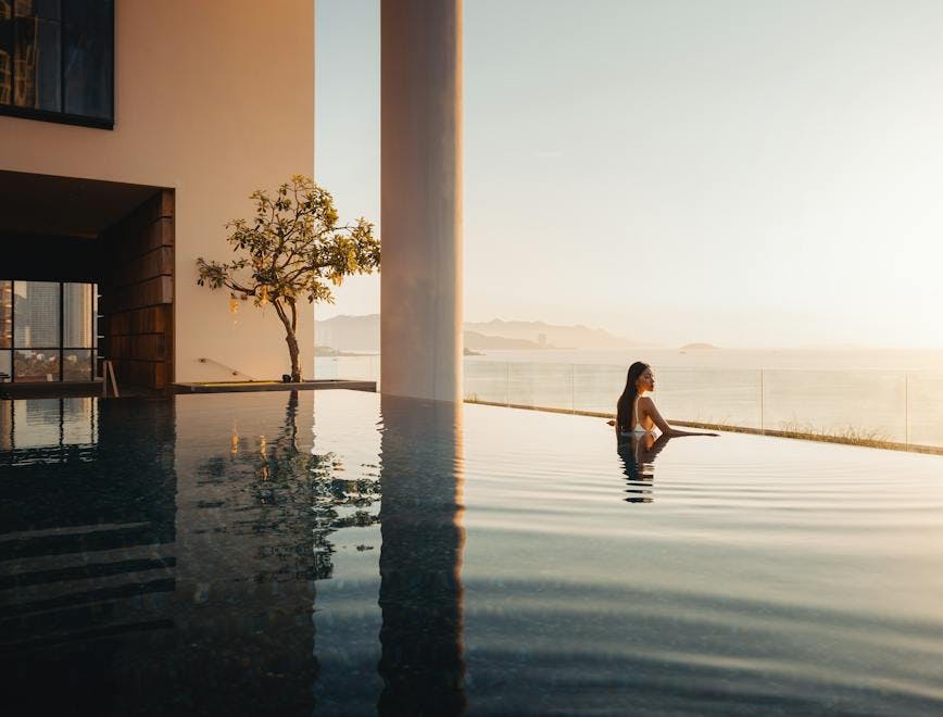 hotel resort adult female person woman bathing water back pool