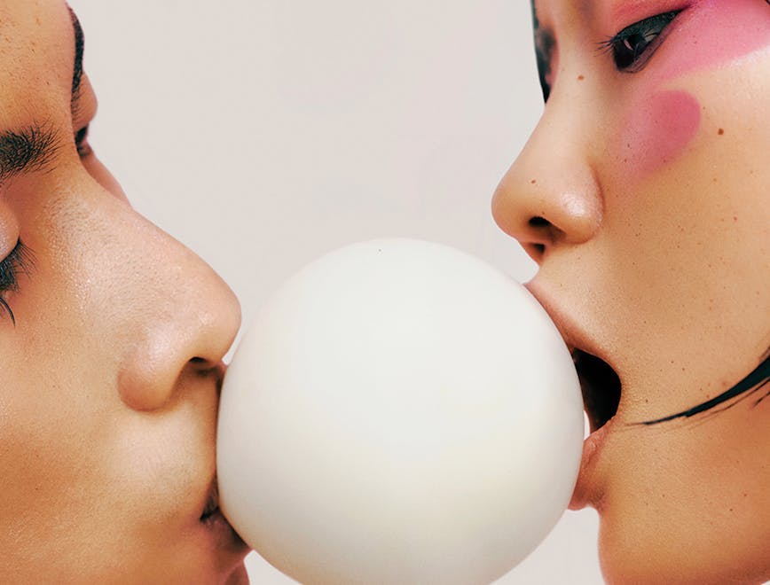 adult female person woman kissing romantic egg food face head