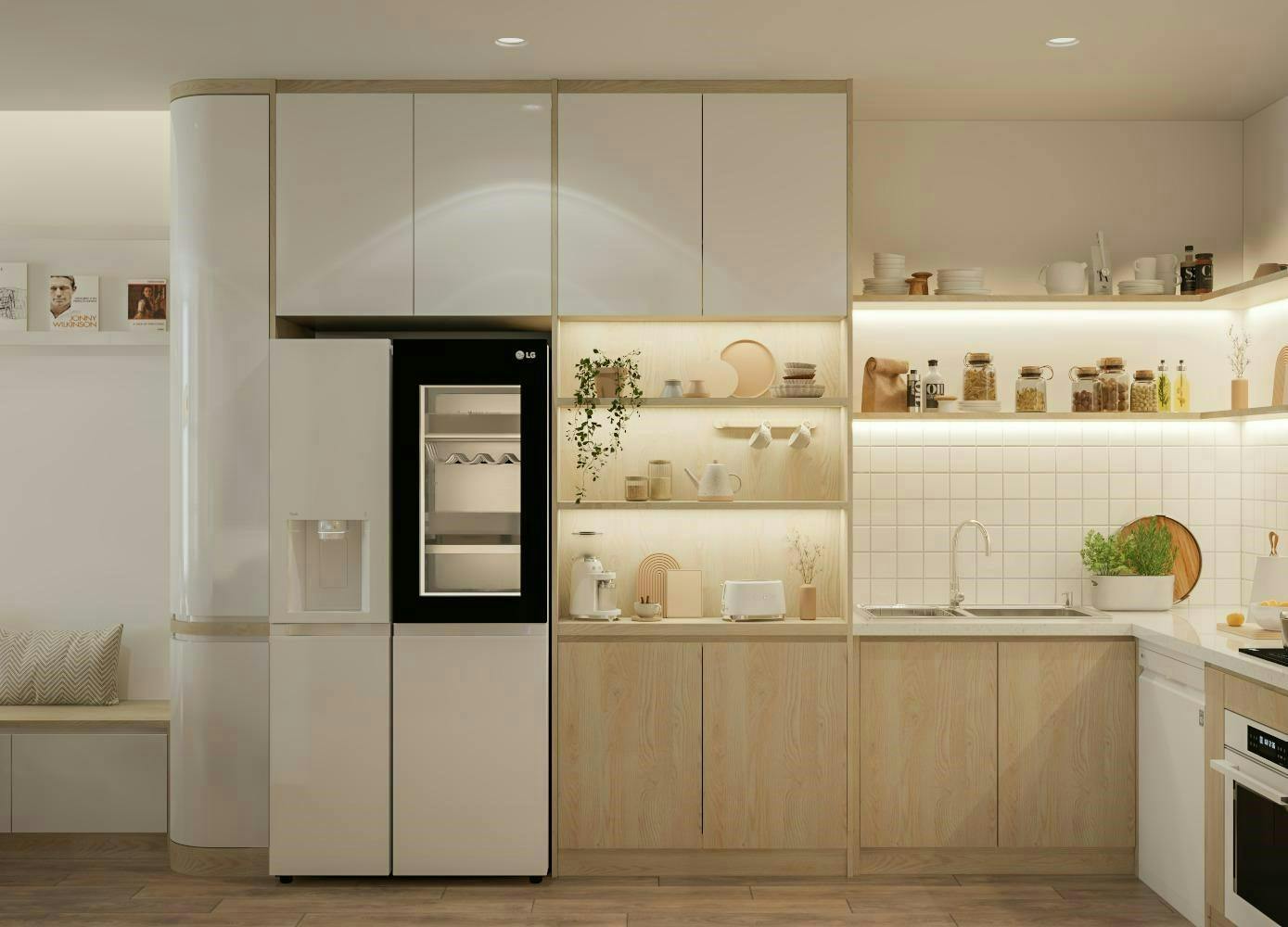 indoors interior design kitchen shelf appliance device electrical device refrigerator cabinet furniture
