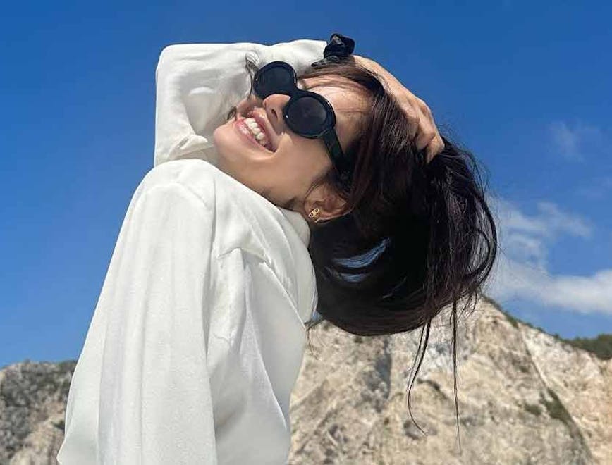 photography sunglasses head person face happy smile portrait adult woman