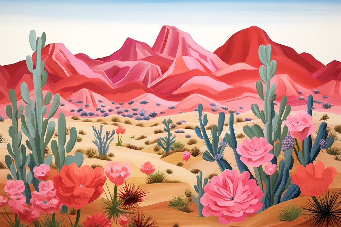outdoors art painting nature desert scenery plant landscape graphics rose