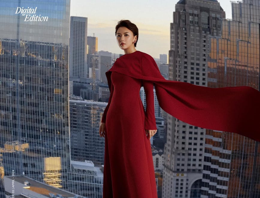 fashion city adult female person woman high rise urban formal wear dress